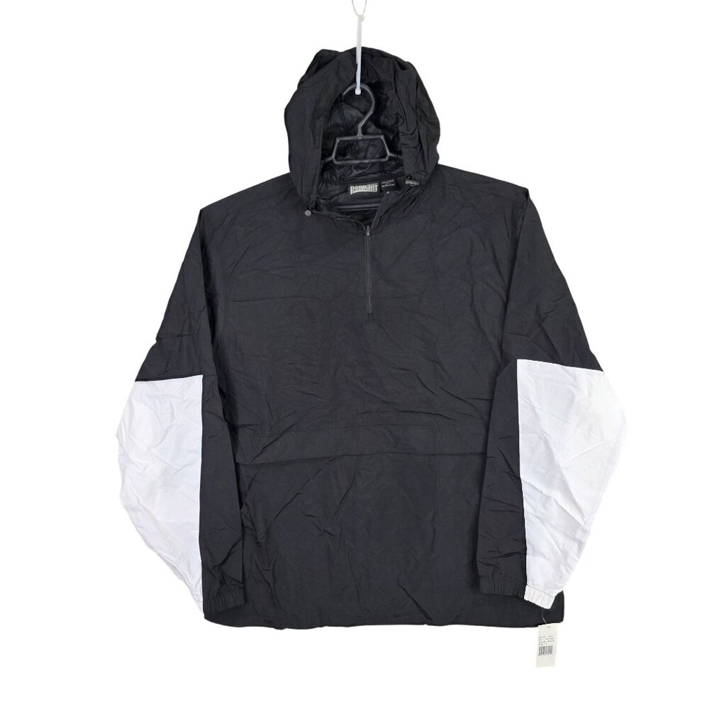 Mens Pennant Sportswear Black & White Hooded Nylon Windbreaker Jacket Size L